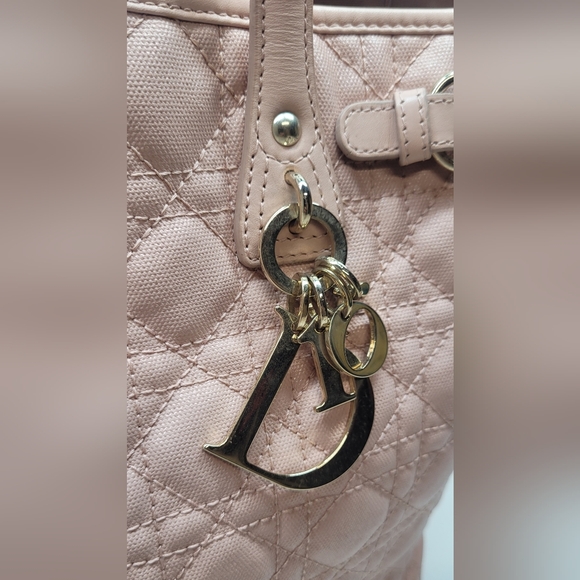 Christian Dior Pink Cannage Coated Canvas Handbag with coa card. - Picture 5 of 16